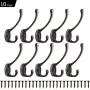 Heavy Duty Dual Coat Hooks 10 Pack Wall Mounted Hooks Metal Hooks Dual Robe Hook Rustic Hooks Retro Double Hooks Coat Hanger and Screws for Coat/Backpack/Bag/Towel/Key/Cap (2# Red Copper 10 Pack)