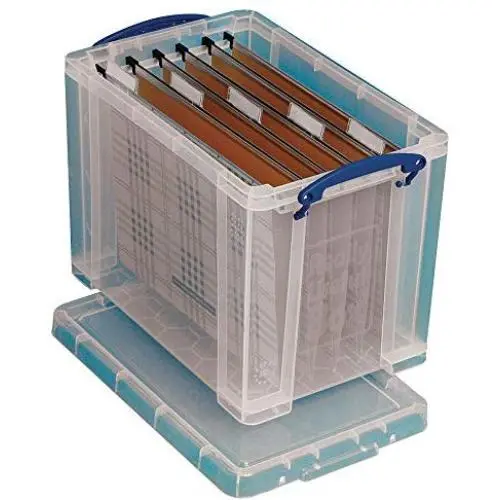 Really Useful Boxes Plastic Storage Box, 19 Liters, 14 1/2" x 10 1/4" x 11 1/8", Clear