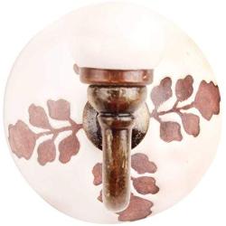 Indianshelf Handmade 1 Artistic Vintage Brown Ceramic Leaf Cut Etched Rail Hooks Holders/Clothes Hooks Over Door