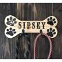 Personalized Dog Leash Holder, Personalized Leash Hanger, Pet Name Sign, Pet Collar Holder, Pet Leash Holder, Custom Leash Holder, Paw Print