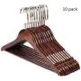 Iddefee Clothes Hanger Wooden Hangers Adult Non-Slip for Clothing Pants Skirt Hangers Suit Clothes Hangers 10 Pack for Home Pants Hangers (Color : Brown, Size : 44x26.5cm)