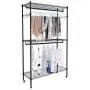 Newzeal Extra-Large 3-Tier Rod Closet Organizer Garment Rack Clothes Storage Hanger Shelf Hooks Portable Clothes Wardrobe Hanger Home Shelving