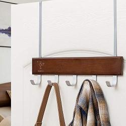 Over The Door Storage Rack, Heavy-Duty Organizer Hooks Hanger for Clothes, Coats, Hats, Towel, Bag, Robe (Brown)