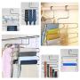 DNJKSA 5 Layers S Shape Multifunctional Clothes Hangers Pants Storage Hangers Cloth Rack Multilayer Storage Cloth Hanger(2 Pieces/Lot)(Random Color)