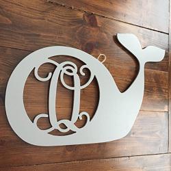 Monogram Whale Nursery Hanger - Whale Cutout - Nautical Kids Room Decor - Whale Initial - Marine Initial - Whale Monogram - Ocean Theme