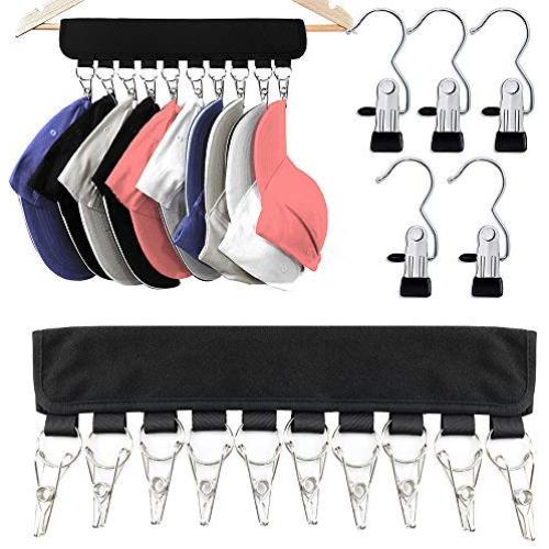 TWEI 2 Pack Cap Organizer Hanger, 20 Baseball Cap Holder, 5 Strong Clips, Stainless Steel Cap Racks for Closet, Change Your Cloth Hanger to Cap Organizer Hanger, Keep Your Hats and Cloth Cleaner TWEI 2 Pack Cap Organizer Hanger, 20 Baseball Cap Holder, 5 Strong Clips, Stainless Steel Cap Racks for Closet, Change Your Cloth Hanger to Cap Organizer Hanger, Keep Your Hats and Cloth Cleaner