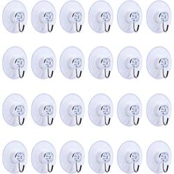 Mudder 24 Pieces Bathroom Kitchen Suction Cup Wall Hooks Hangers (45 mm, Metal Hook)