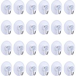 Mudder 24 Pieces Bathroom Kitchen Suction Cup Wall Hooks Hangers (45 mm, Metal Hook)