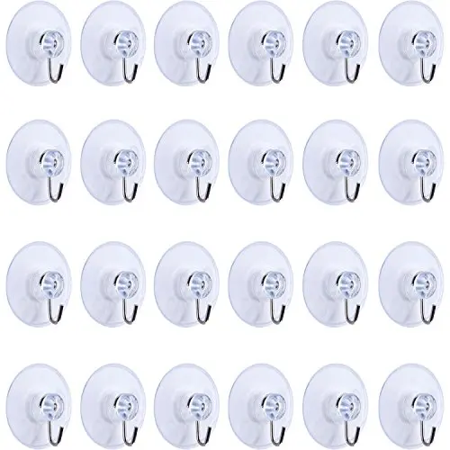 Mudder 24 Pieces Bathroom Kitchen Suction Cup Wall Hooks Hangers (45 mm, Metal Hook) Mudder 24 Pieces Bathroom Kitchen Suction Cup Wall Hooks Hangers (45 mm, Metal Hook)