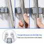 POPRUN Mop and Broom Holder Wall Mounted Tool Storage Organizer Stainless Steel Organization Hanger for Kitchen,Bathroom,Garden,Garage,Office(2 Racks 3 Hooks)