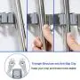 POPRUN Mop and Broom Holder Wall Mounted Tool Storage Organizer Stainless Steel Organization Hanger for Kitchen,Bathroom,Garden,Garage,Office(2 Racks 3 Hooks)