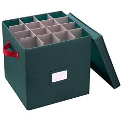 Elf Stor Ornament Storage Chest with Dividers - Holds 64 Balls, Green