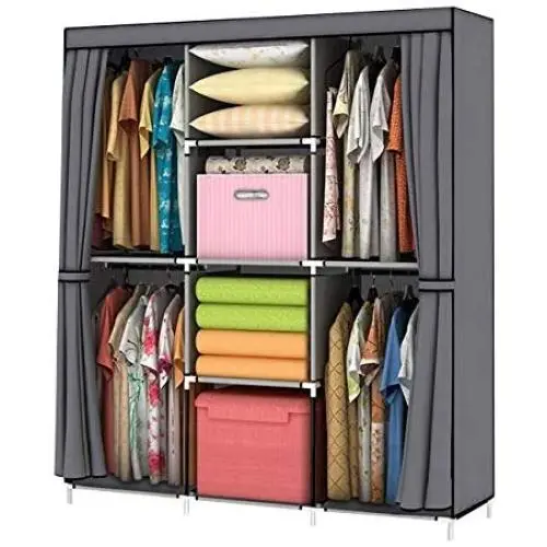 YOUUD Wardrobe Storage Closet Clothes Portable Wardrobe Storage Closet Portable Closet Organizer Portable Closets Wardrobe Closet Organizer Shelf Wardrobe Clothes Organizer Standing Closet Gray