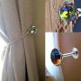 EleCharm 1 Pair Colored Crystal Curtain Wall Hook Tie Back Clothes Hanger (Purple)