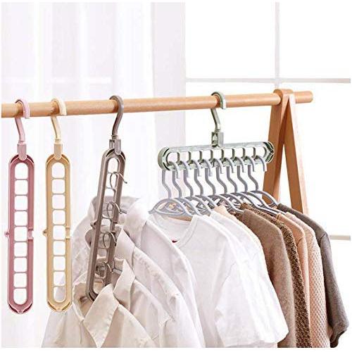 10PC Random Color Multi-Function 360 Rotating Magic Hanger Nine-Hole Rotating Baby Clothes Hanger Wardrobe Drying Racks Home Decoration