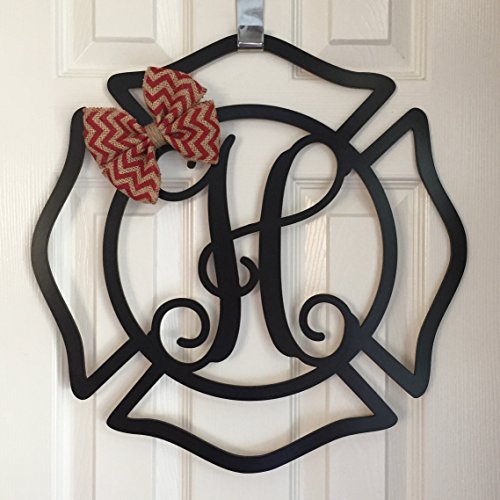 Monogram Maltese Cross Door Hanger - Fireman Door Hangers - Maltese Cross Wreath - Monogram Fire Cross - Fireman Wreath - Fireman Decor