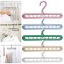 10pcs Random Color 9 Holes Rotate Anti-Skid Folding Hanger Portable Hanging for Home Wet Dry Clothes