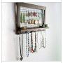 Aviat Jewelry Storage Rack Rustic Brown Organizer Wooden Earrings Necklaces Display Case Wall Mounted Holder [Ship from USA Directly] (Brown)