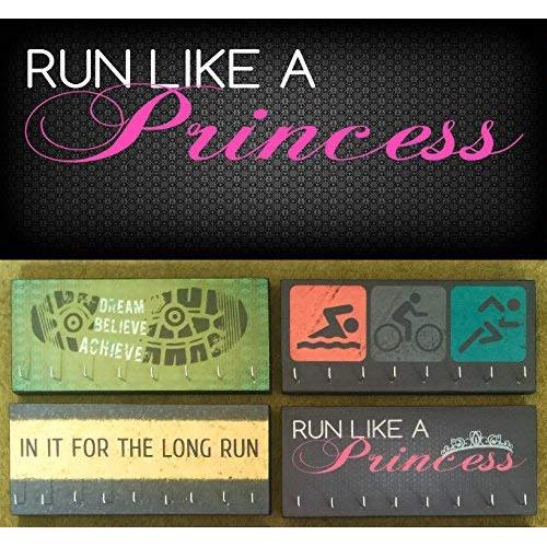 Race Medal Holder/Athletic Medal Hanger - RUN LIKE A PRINCESS. Wood Wall Mounted Medal Organizer.