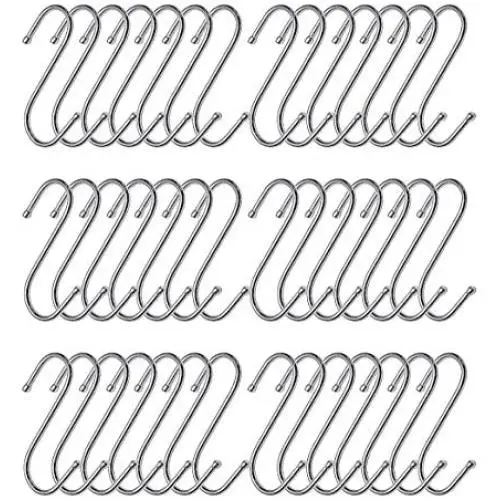 BYFU 42 Pack Stainless Steel S Hooks, Heavy Duty S Shaped Hooks for Utensils Clothes Bags Towels Plants (Medium) BYFU 42 Pack Stainless Steel S Hooks, Heavy Duty S Shaped Hooks for Utensils Clothes Bags Towels Plants (Medium)