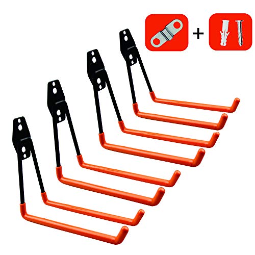 Garage Storage Utility Hooks,Wall Mount&Heavy Duty Garage Hanger & Organizer to Handle Ladder, Hold Chairs,with Premium Steel to Hang Heavy Tools for Up to 55lbs(set of 4)