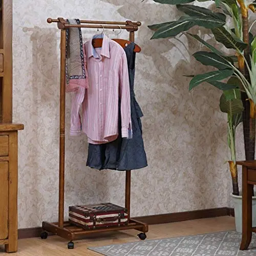 GWFVA Coat Stand Solid Wood Coat Rack Bedroom Floor Hangers Household Multifunction Simple Hangers Modern Simple Clothes Hanger Large Hanger Coat Rack (Color : Brown)