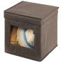 mDesign Soft Fabric Stackable Closet Storage Organizer Boxes with Clear Window and Attached Hinged Lid for Bedroom, Hallway, Entryway, Closets, 6 Pack - Espresso Brown