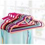 10pcs Random Color Non-Slip Ultra-Thin 360 Degree Swivel Flocked Adult Clothes Hangers with Heart Tie Bar Notched Shoulders for Garment