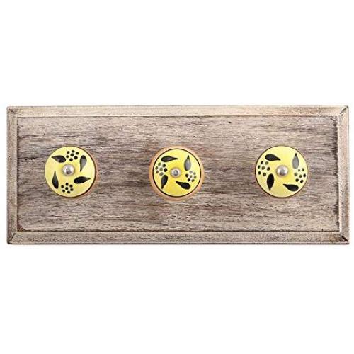 Indianshelf Handmade 1 Artistic Vintage Black Wooden Leaf Clothes Hooks Hangers/Utlility Hooks