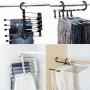 Drop ship 5 in 1 Multi-functional Pant Rack Shelves Space Safer Stainless Steel Magic Wardrobe Clothing Hangers For Clothes Rack