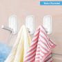 Wall Hooks, 6 Pcs Adhesive Hooks for Hanging, Heavy Duty Hanging Hooks for Coat Towel Robe Backpack, Sticky Hooks Hold 7 lbs, Wall Hanger Without Nails for Smooth Wall, Water-Resistant Utility Hooks