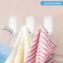 Wall Hooks, 6 Pcs Adhesive Hooks for Hanging, Heavy Duty Hanging Hooks for Coat Towel Robe Backpack, Sticky Hooks Hold 7 lbs, Wall Hanger Without Nails for Smooth Wall, Water-Resistant Utility Hooks