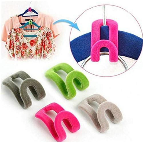 20pcs Random Color Creative Mini Flocking Clothes Hanger Easy Hook Closet Organizer Home Product