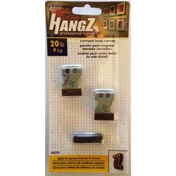 HangZ 40030 Flat Mount Sawtooth Picture Hooks, Narrow, 20lb, Antique Brass