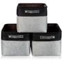 Foldable Storage Bins [3pc/Pack] Cotton Blend Collapsible Organizing Boxes Storage Baskets with Handles Household