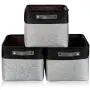 Foldable Storage Bins [3pc/Pack] Cotton Blend Collapsible Organizing Boxes Storage Baskets with Handles Household