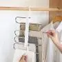HJYPYJ Magic Hanger,Adjustable Folding Hanger,Multi-Layer Storage Stainless Steel + PP + PVC Trouser Hangers,Suitable for Storage,Drying Not Easily Deformed/Gray / 2 pcs
