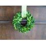 5" Small Preserved Mini Boxwood Wreath with Sheer Green Ribbon for Spring Summer Year Round, Christmas, Wedding, Rustic Farmhouse Home Decor, Door or Mirror Hanger, Green, Extra Full, Handmade