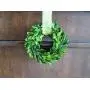 5&quot Small Preserved Mini Boxwood Wreath with Sheer Green Ribbon for Spring Summer Year Round, Christmas, Wedding, Rustic Farmhouse Home Decor, Door or Mirror Hanger, Green, Extra Full, Handmade