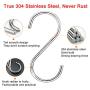 S Hooks for Hanging, S Shaped Hooks, SUS304 Mark Strong Never Rust 304 Stainless Steel Metal Heavy Duty S Hangers Hook for Kitchen Bathroom Work Shop Garden Hanging Pan Plant Bag Jean (12PCS)