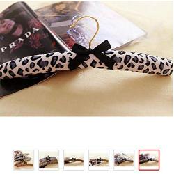 10pcs Random Color Leopard-Print Cotton Padded Hanger for Dress