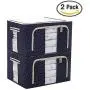 JJMG Stackable Storage Boxes Polka Dots Oxford Cloth Steel Frame Shelf Quilt Clothing Blanket Pillow Shoe Holder Container Organizer See-through Window double zipper Folding - Dark Blue (2 pack x 66L) JJMG Stackable Storage Boxes Polka Dots Oxford Cloth Steel Frame Shelf Quilt Clothing Blanket Pillow Shoe Holder Container Organizer See-through Window double zipper Folding - Dark Blue (2 pack x 66L)
