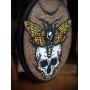 Deaths-Head Hawkmoth on Skull Crescent Moon Hand Made 4 Hook Jewelry Key Hanger Organizer