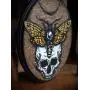 Deaths-Head Hawkmoth on Skull Crescent Moon Hand Made 4 Hook Jewelry Key Hanger Organizer Deaths-Head Hawkmoth on Skull Crescent Moon Hand Made 4 Hook Jewelry Key Hanger Organizer