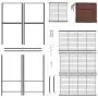 LANGRIA Heavy-Duty Zip Up Closet Shoe Organizer with Detachable Brown Cloth Cover Wardrobe Metal Storage Clothes Rack Armoire with 4 Shelves and 2 Hanging Rods Max Load 463 lbs.