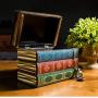 Chris.W Wooden Antique Book-Like Bookends with Hidden Storage Boxes Classic Decorative Library Book Ends, Set of 2(Large + Small)