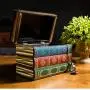 Chris.W Wooden Antique Book-Like Bookends with Hidden Storage Boxes Classic Decorative Library Book Ends, Set of 2(Large + Small)