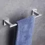 Hoooh 3-Piece Bathroom Accessories Set Brushed Stainless Steel Wall Mount - Includes 12" Hand Towel Bar, Toilet Paper Holder, Robe Hooks, BS101S3-BN