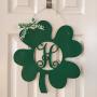 Monogram Shamrock Door Hanger - Spring Door Hanger - Four Leaf Clover Monogram Door Hanger - Shamrock Initial Wreath - Monogram Clover
