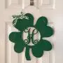 Monogram Shamrock Door Hanger - Spring Door Hanger - Four Leaf Clover Monogram Door Hanger - Shamrock Initial Wreath - Monogram Clover